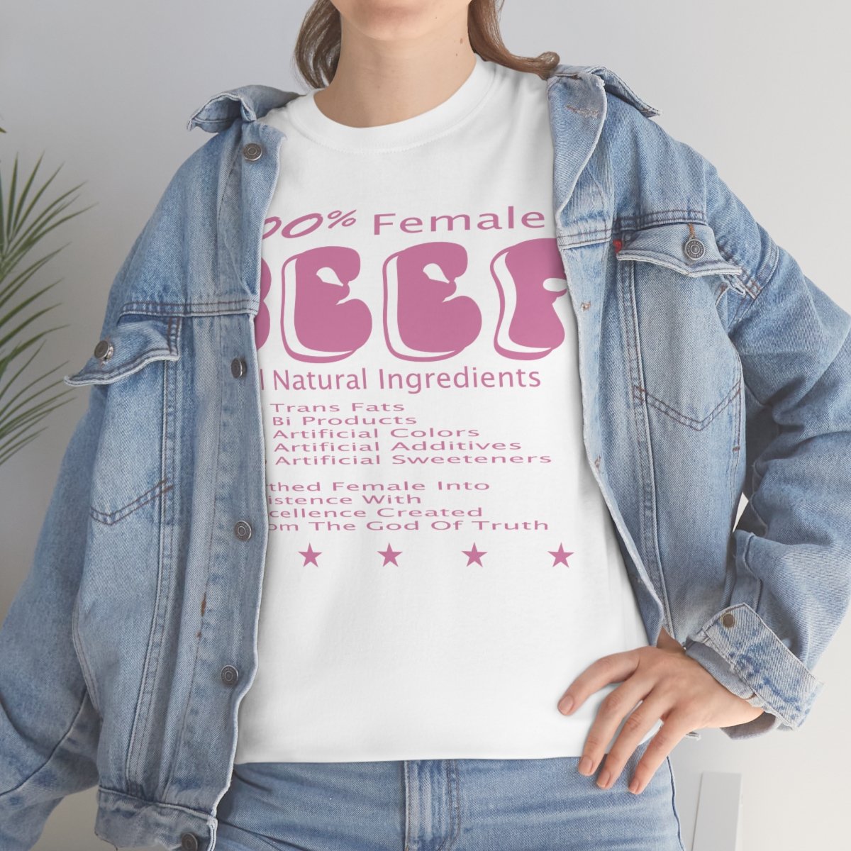 100% Female BEEF Women T-Shirt Heavy Cotton Tee - Image 4