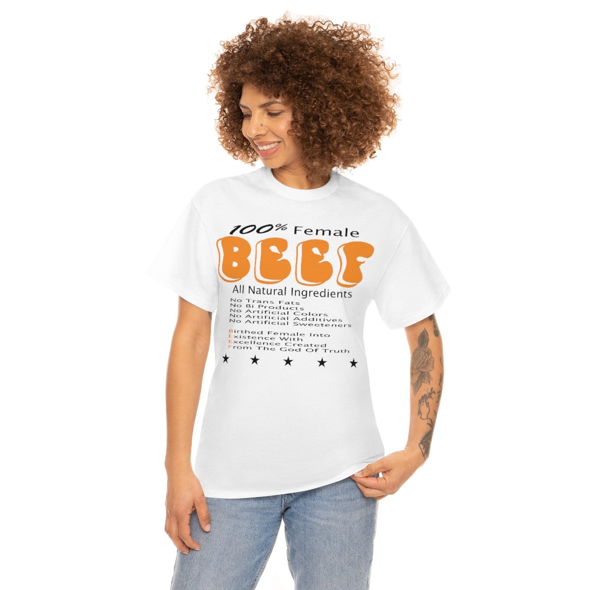 100% Female BEEF Women T-Shirt Heavy Cotton Tee - Image 3