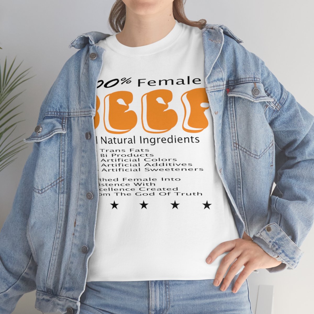 100% Female BEEF Women T-Shirt Heavy Cotton Tee - Image 4