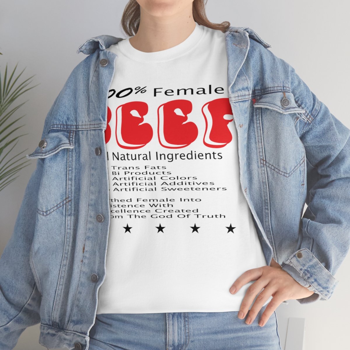 100% Female BEEF Women T-Shirt Heavy Cotton Tee - Image 4
