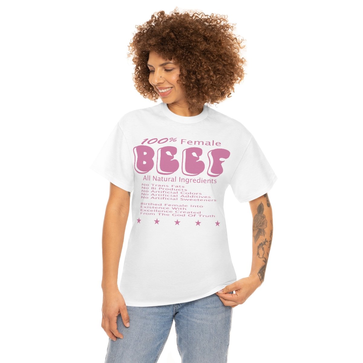 100% Female BEEF Women T-Shirt Heavy Cotton Tee - Image 2