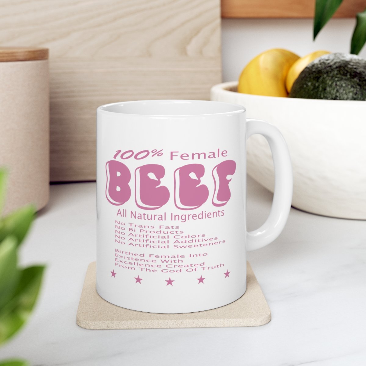 100% Female BEEF Ceramic Mug 11oz